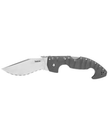 Couteau pliant Cold Steel Spartan avec lame dentelée de 114 mm en acier AUS10A, manche Griv-Ex gris et verrouillage