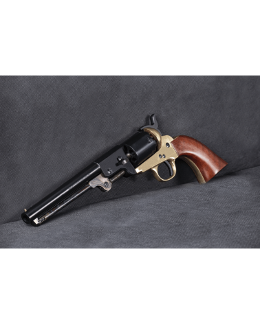 Réplique Pietta 1851 Navy Confederate calibre .36 poudre noire avec carcasse en laiton, crosse en noyer, canon rond