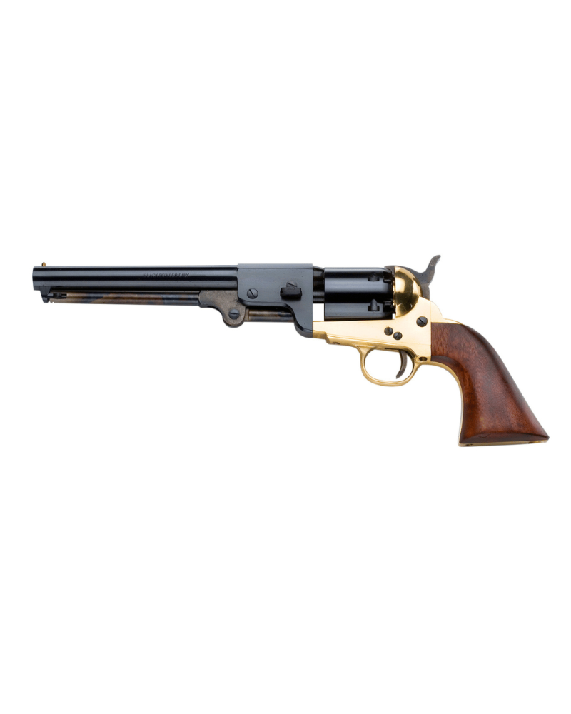 Réplique Pietta 1851 Navy Confederate calibre .44 poudre noire avec carcasse en laiton, crosse en noyer, canon rond
