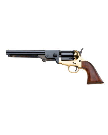 Réplique Pietta 1851 Navy Confederate calibre .44 poudre noire avec carcasse en laiton, crosse en noyer, canon rond