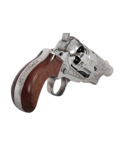 Réplique Pietta 1862 Colt Pocket Police Sheriff Gravé Saloon calibre .44 poudre noire avec carcasse acier nickelé