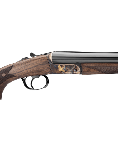 Fusil juxtaposé Renato Baldi calibre 12/76 avec canons de 71 cm, bascule acier jaspée gravée, crosse pistolet en noyer huilé