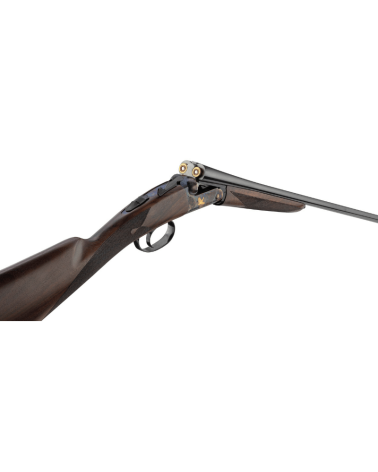 Fusil juxtaposé Renato Baldi calibre .410 avec canons parallèles de 71 cm, bascule jaspée à système Anson, gravures anglaises
