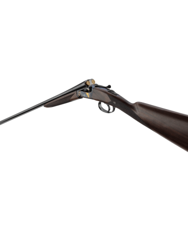 Fusil juxtaposé Renato Baldi calibre .410 avec canons parallèles de 71 cm, bascule jaspée à système Anson, gravures anglaises