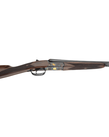 Fusil juxtaposé Renato Baldi calibre .410 avec canons parallèles de 71 cm, bascule jaspée à système Anson, gravures anglaises