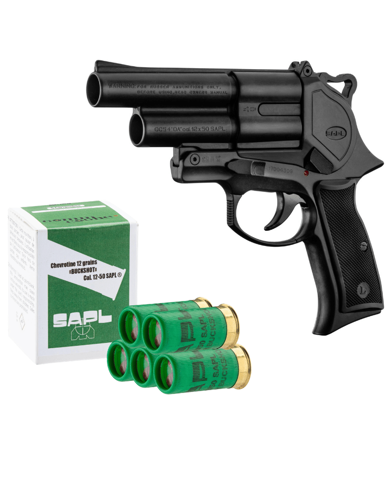 Pistolet SAPL Gomm-Cogne GC54 Bronze calibre 12/50 à double canon superposé, capacité 2 coups, finition bronze noir