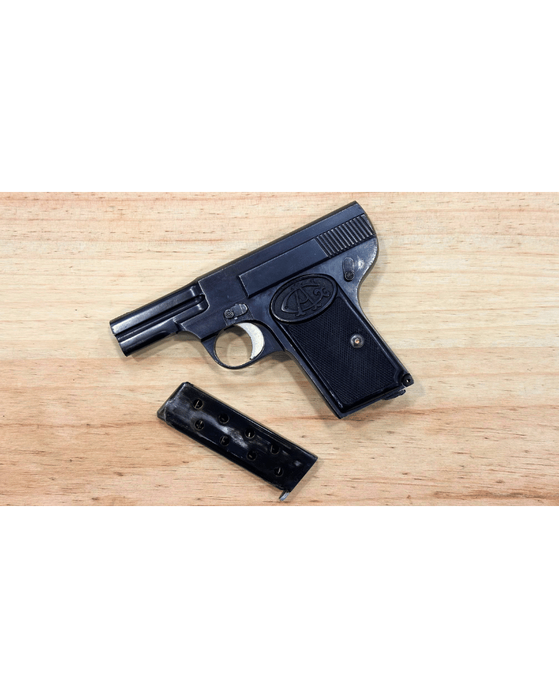 Pistolet Armand Gavage en calibre 7,65 Browning fabriqué à Liège durant les années 1930-1940, rare pièce de collection belge
