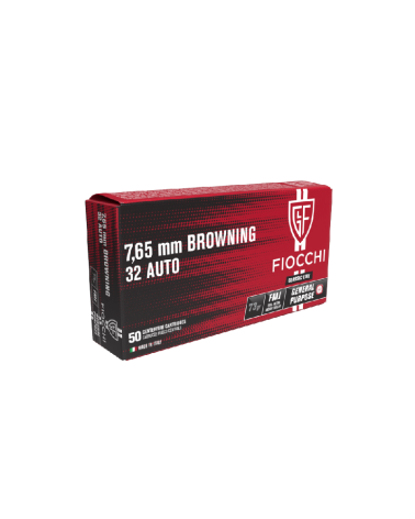 Boîte de 50 cartouches Fiocchi Full Metal Jacket calibre 7,65mm Browning (.32 Auto), 73 grains