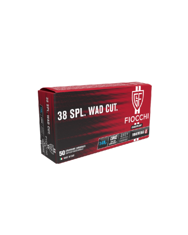 Boîte de 50 cartouches Fiocchi Lead Wad Cutter calibre .38 Special, revêtement antifriction gris