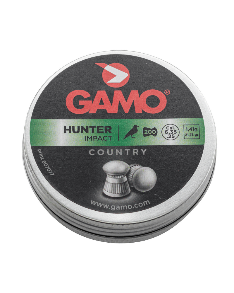 Boîte de 200 plombs Gamo Hunter tête ronde calibre 6,35mm, jupe creuse striée, pour tir à air comprimé