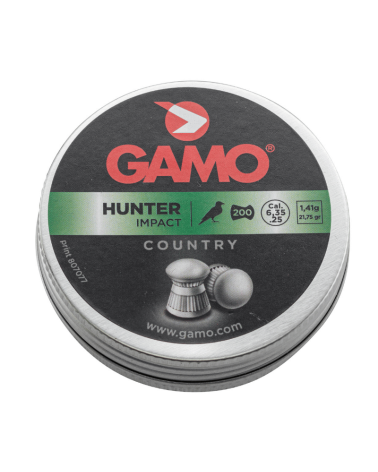 Boîte de 200 plombs Gamo Hunter tête ronde calibre 6,35mm, jupe creuse striée, pour tir à air comprimé
