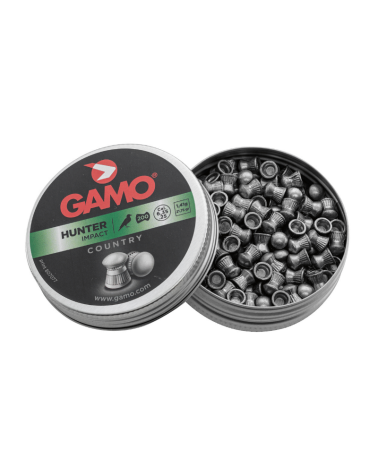Boîte de 200 plombs Gamo Hunter tête ronde calibre 6,35mm, jupe creuse striée, pour tir à air comprimé