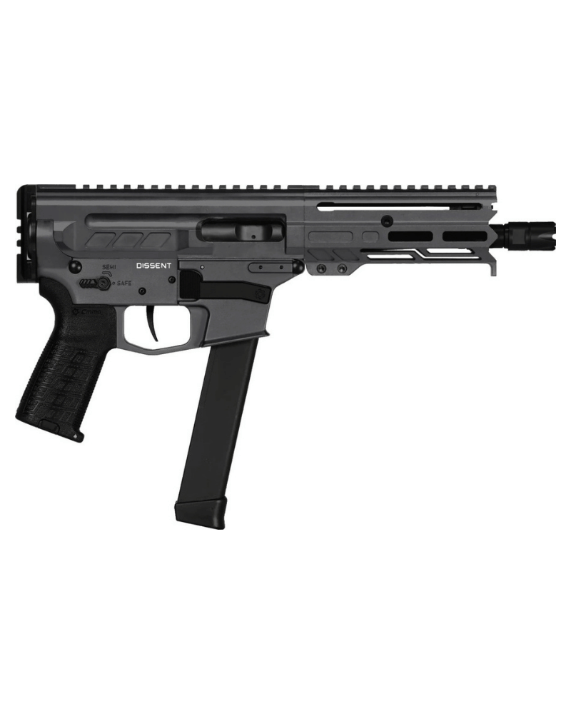 Pistolet CMMG Dissent MkGs 9x19 Sniper Grey avec canon 6,5 pouces, levier d'armement latéral réversible