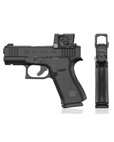 Pistolet Glock 43X A-Cut COA Combo avec viseur point rouge Aimpoint COA monté directement sur la glissière