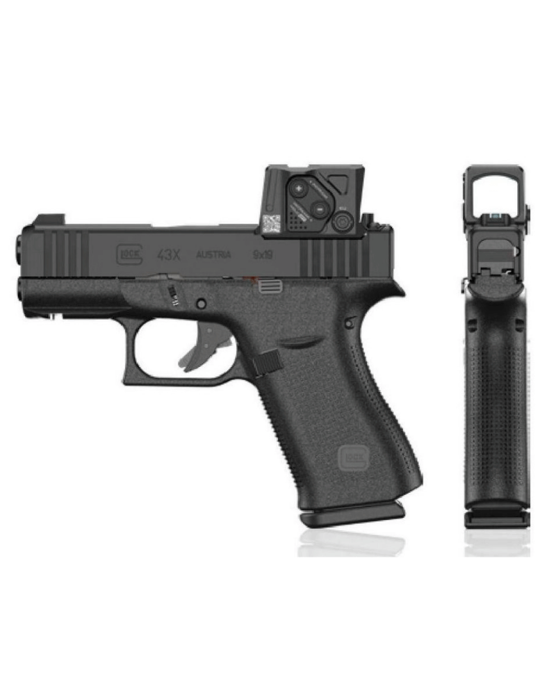 Pistolet Glock 43X A-Cut COA Combo avec viseur point rouge Aimpoint COA monté directement sur la glissière