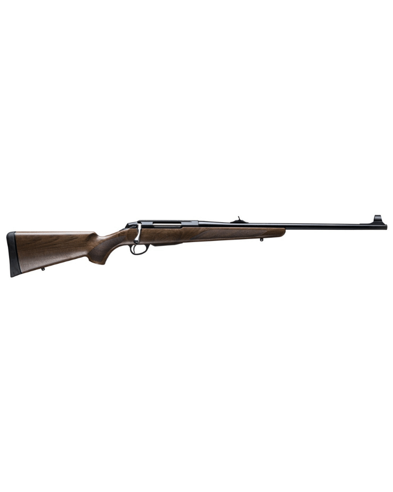 Carabine Tikka T3x Hunter calibre 22-250 Rem avec crosse en bois huilée, canon 57cm et organes de visée hausse-guidon.