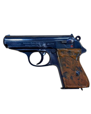 Pistolet Walther PPK fabriqué à Zella-Mehlis en 1935, calibre 7.65mm Browning, poinçon Couronne/N, vendu avec son étui.