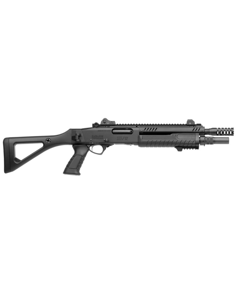 Fusil à pompe Fabarm STF 12 Compact Black calibre 12/76, canon 18'' (46cm), crosse pliante Soft Touch et carcasse Ergal 55.