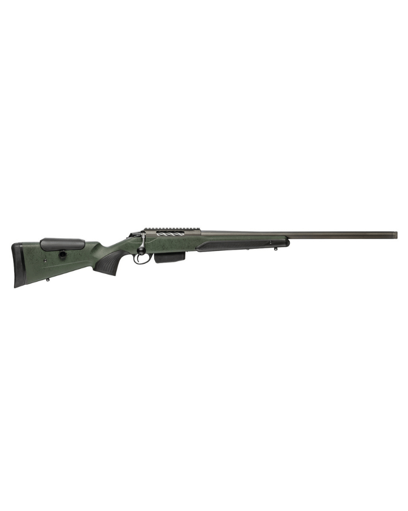 Carabine Tikka T3x Super Varmint Tungsten Cerakote Verte calibre .223 Rem, canon 51cm, crosse Roughtech.
