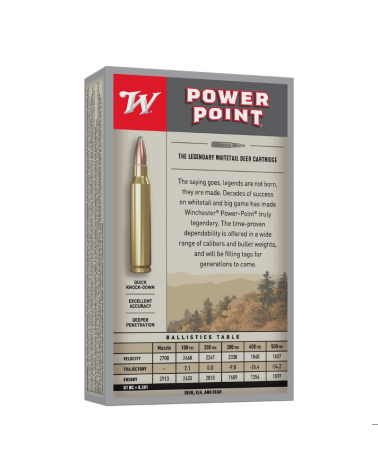Boîte de 20 cartouches .30 06 SPR Super X Power Point 180 gr Winchester munition de chasse polyvalente