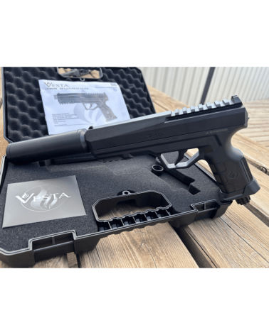 Pistolet Guardian cal. 68 19J Vesta Defense, lanceur de billes semi-automatique CO2 12g avec 2 rails Picatinny