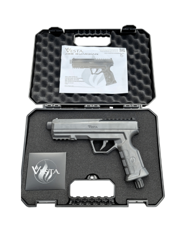 Pistolet Guardian cal. 68 19J Vesta Defense, lanceur de billes semi-automatique CO2 12g avec 2 rails Picatinny