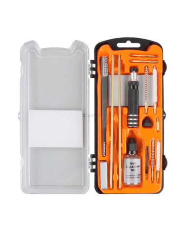 Kit de nettoyage Vector Optics 19 pièces pour carabines à air comprimé .177 et .22, tiges bronze et mallette rigide ABS.