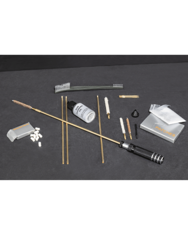 Kit de nettoyage Vector Optics 19 pièces pour carabines à air comprimé .177 et .22, tiges bronze et mallette rigide ABS.