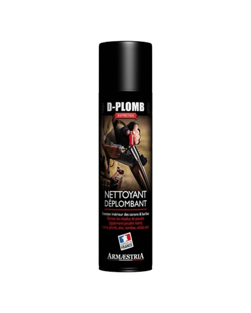 Aérosol déplombant D-PLOMB Armaestria pour nettoyer l'intérieur des canons et barillets, sans silicone ni PTFE.