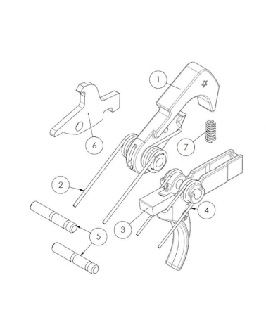Détente AR-15 BCM PNT Polished Nickel Teflon, ensemble complet marteau, détente et désassembleur, fabriqué aux USA.