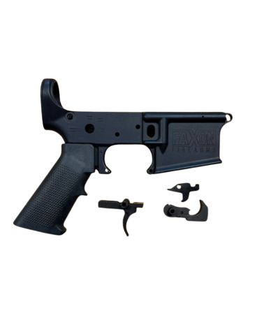 Lower AR-15 forgé Faxon Firearms stripped avec kit de finition, aluminium 7075-T6, pontet B5 Systems.