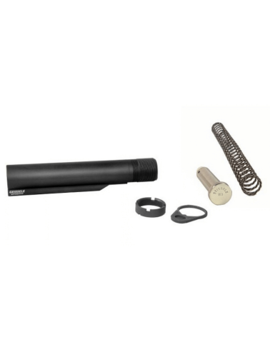 Ensemble tube de crosse Mil-Spec Geissele avec ressort Super 42 et buffer H3, aluminium 7075-T6, anodisation noire Type 3.