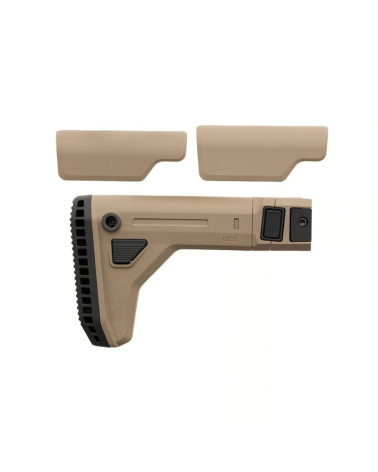 Crosse Magpul UCS FDE (Flat Dark Earth) pliable avec appuis-joue et plaque de couche MOE SL Enhanced pour rail M1913.