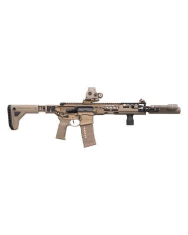 Crosse Magpul UCS FDE (Flat Dark Earth) pliable avec appuis-joue et plaque de couche MOE SL Enhanced pour rail M1913.