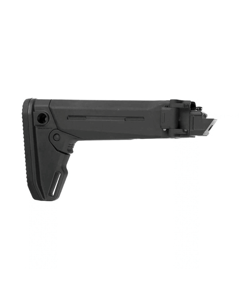 Crosse pliante Magpul Zhukov-S noire pour AK47/AKM/AK74, repli à droite, plaque de couche caoutchouc.