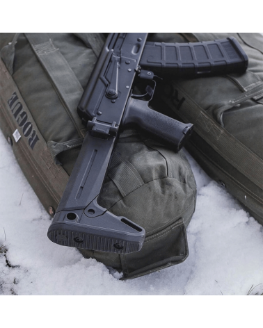 Crosse pliante Magpul Zhukov-S noire pour AK47/AKM/AK74, repli à droite, plaque de couche caoutchouc.