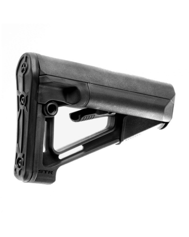 Crosse Magpul STR Carbine Mil-Spec noire pour AR-15/M4 avec tubes de stockage étanches pour piles.