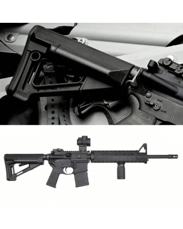 Crosse Magpul STR Carbine Mil-Spec noire pour AR-15/M4 avec tubes de stockage étanches pour piles.