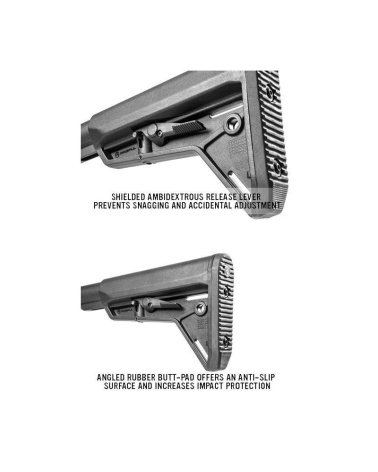 Crosse Magpul MOE SL-S Mil-Spec noire très légère pour AR-15/M4 avec stockage étanche pour piles CR123A.