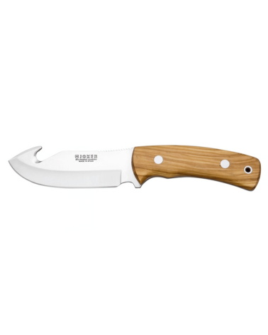 Couteau skinner Joker Oso JK56CO, lame 120 mm et manche en olivier, avec étui en cuir.