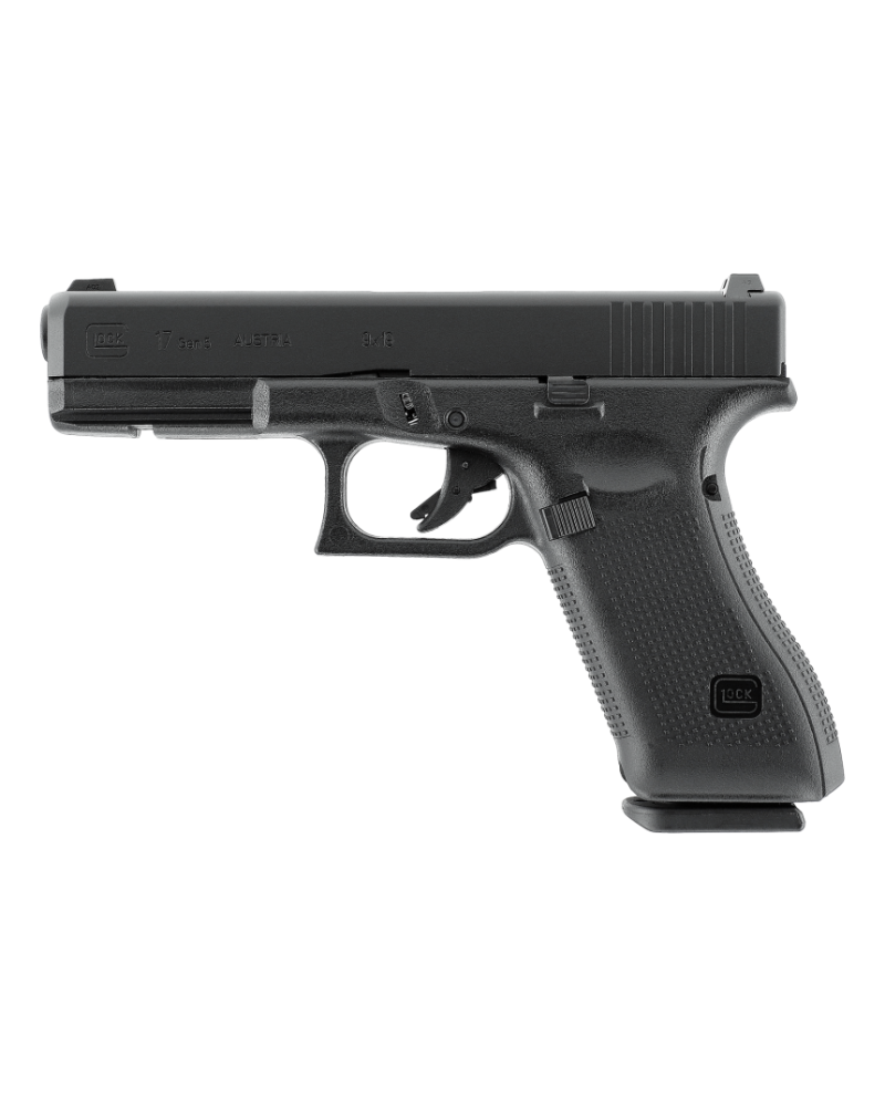 Réplique airsoft Glock 17 Gen5 GAZ 6mm noir avec marquages officiels Réplique airsoft Glock 17 Gen5 GAZ 6mm noir avec marquages officiels