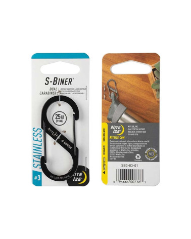 Mousqueton double S-Biner taille 3 Nite Ize, conçu en acier inoxydable pour les usages tactiques et outdoor exigeants.