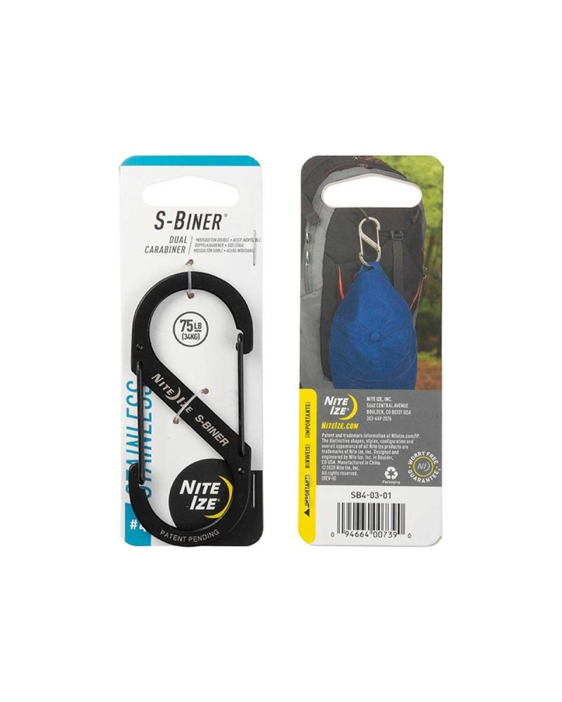 MOUSQUETON DOUBLE EN ACIER INOXYDABLE S-BINER TAILLE 4 - NITE IZE MOUSQUETON DOUBLE EN ACIER INOXYDABLE S-BINER TAILLE 4 - NITE IZE